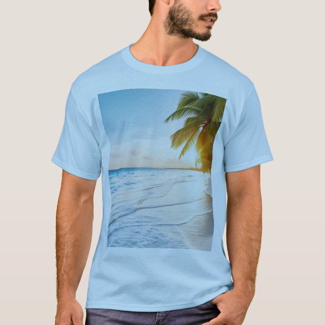 Camiseta de playa puesta de sol tropical (Anverso)