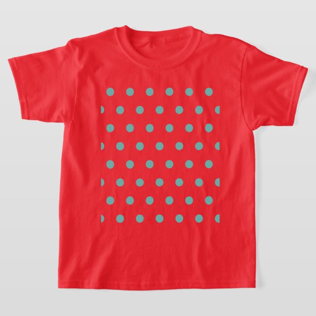 Camiseta de Polka Dot Kid (Rojo y Aqua) (Distribución)