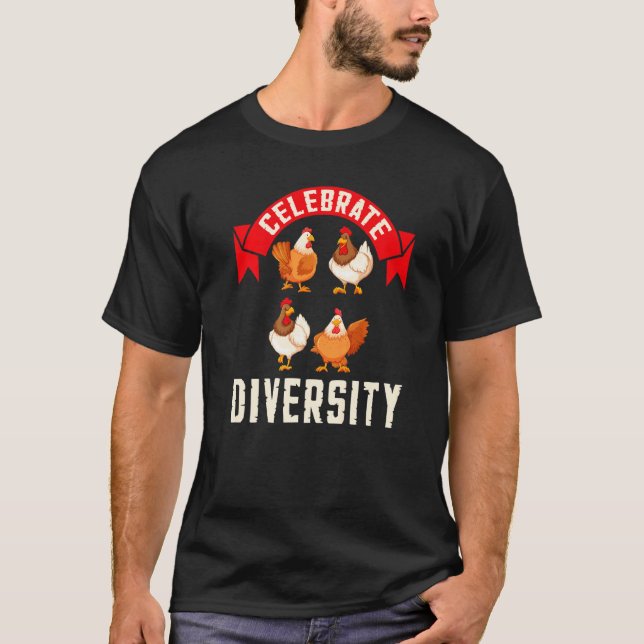 Camiseta de pollo para celebrar la diversidad (Anverso)