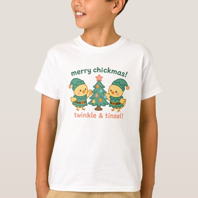 Camiseta de pollo para niños Merry Chickmass | Nav (Anverso)