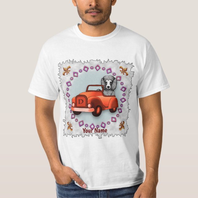 Camiseta de Poodle Negro Conduciendo Coche (Anverso)