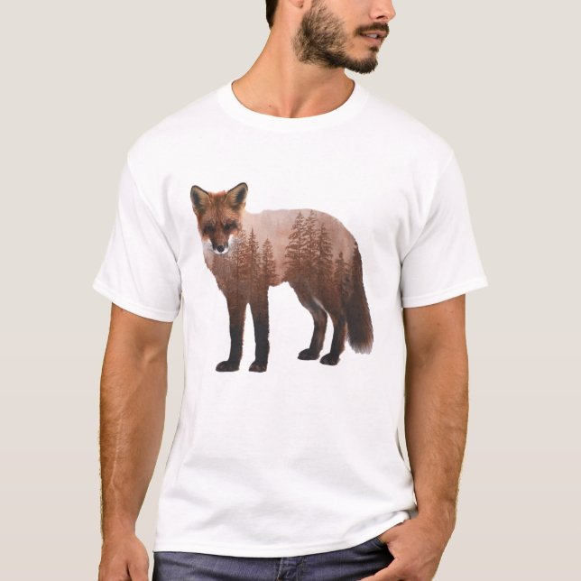 Camiseta de póster de doble exposición de zorro (Anverso)