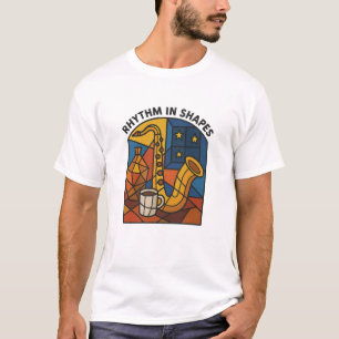 Camiseta de póster de geometría jazz de ritmo en f