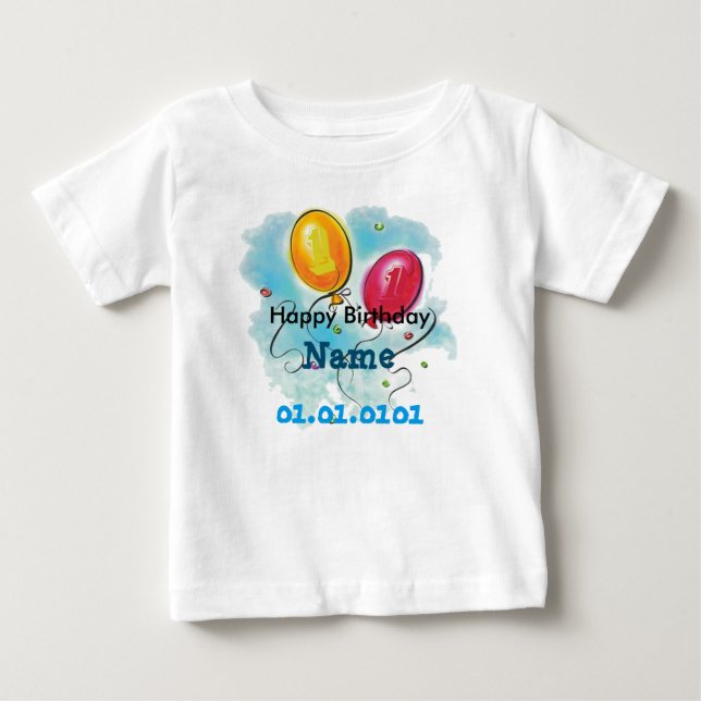 Camiseta de primer cumpleaños del bebé personaliza (Anverso)