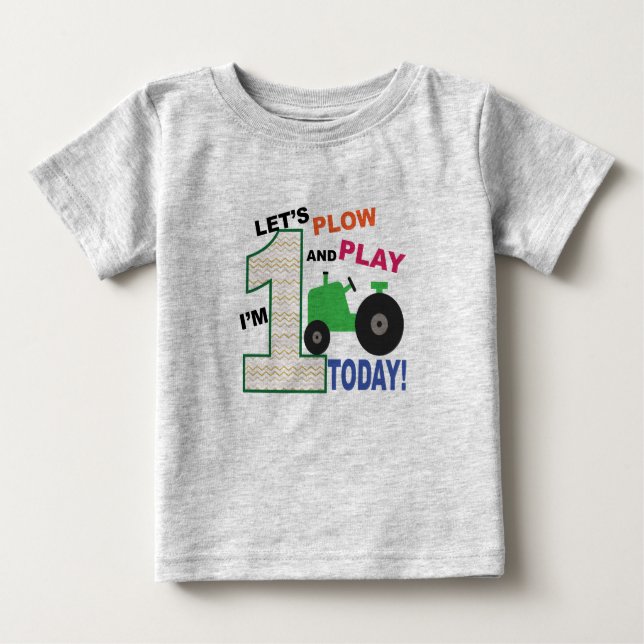 camiseta de primer cumpleaños del tractor verde (Anverso)