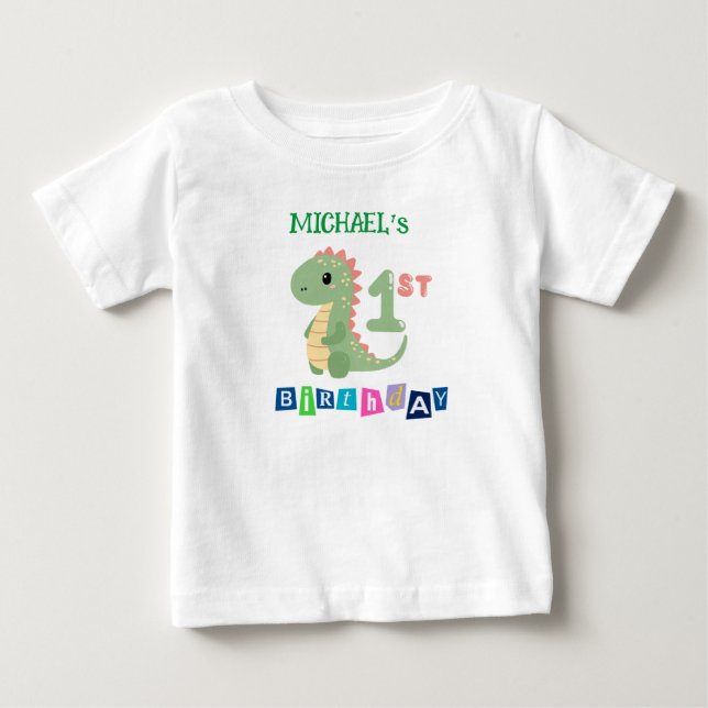 Camiseta de primer cumpleaños personalizada de din (Anverso)