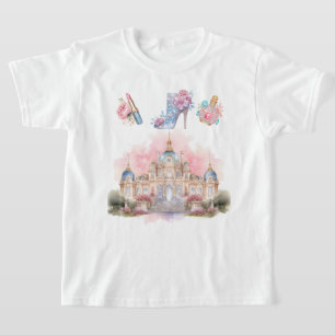 Camiseta de princesa de castillo para niñas pequeñ