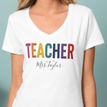 Camiseta de profesor con nombre para el regreso a