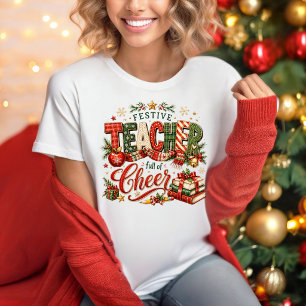 Camiseta de profesor festivo de Navidad llena de a