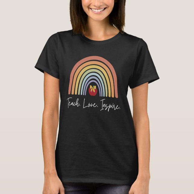 Camiseta de profesora linda Enseñar Amar Inspirar (Anverso)