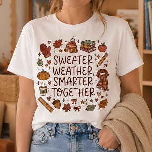Camiseta De Profesora Otoño Inteligente Juntos Tie