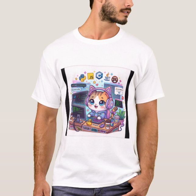 Camiseta de programador de gato Kawaii | Gato de c (Anverso)