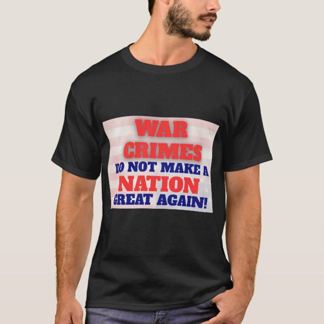 Camiseta de protesta, Protesta por crímenes de gue (Anverso)