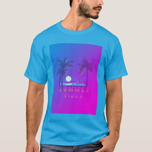 Camiseta de puesta de sol en la playa con vibracio (Anverso)