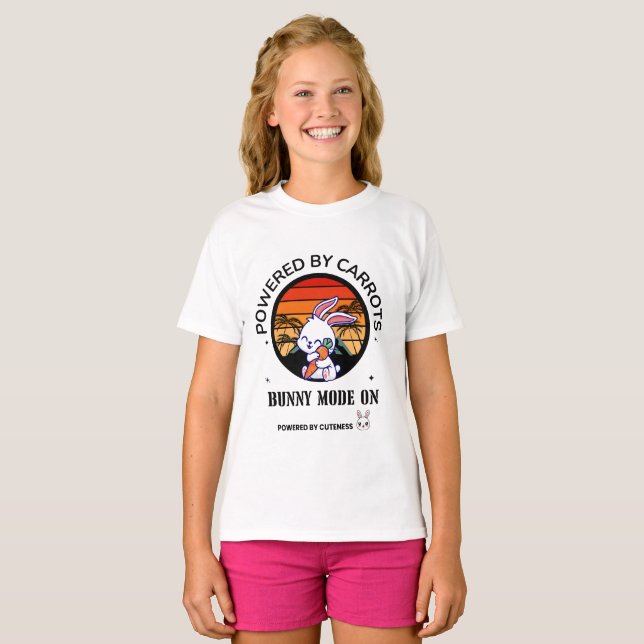 Camiseta de puesta de sol retro de conejo lindo ab (Anverso completo)