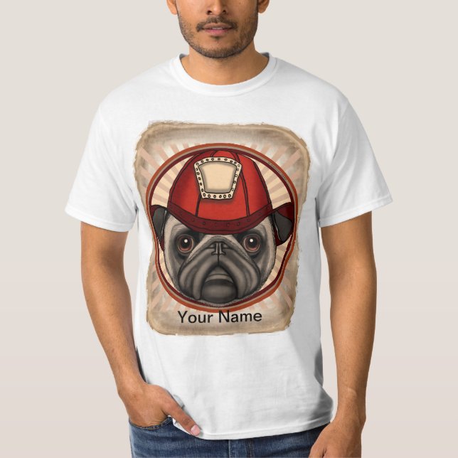 Camiseta de pug bombero (Anverso)