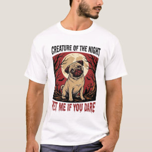 Camiseta de Pug de Halloween con Cementerio Espelu