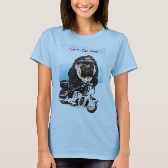Camiseta De Pug Dog Biker T (Anverso)