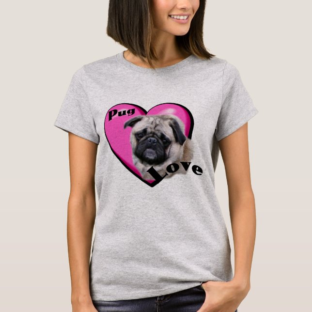Camiseta de Pug Love Día de San Valentín (Anverso)