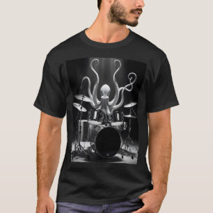 Camiseta de Pulpo Baterista con Luz de Spotlight M