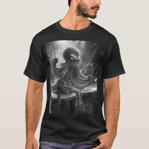 Camiseta de pulpo baterista de Black and White Roc