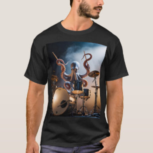 Camiseta de Pulpo Baterista Genial - Banda de Rock