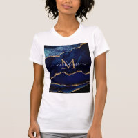 Camiseta de Purpurina de oro azul de la Marina Aga