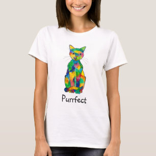 Camiseta de Purrfect del gato del arco iris
