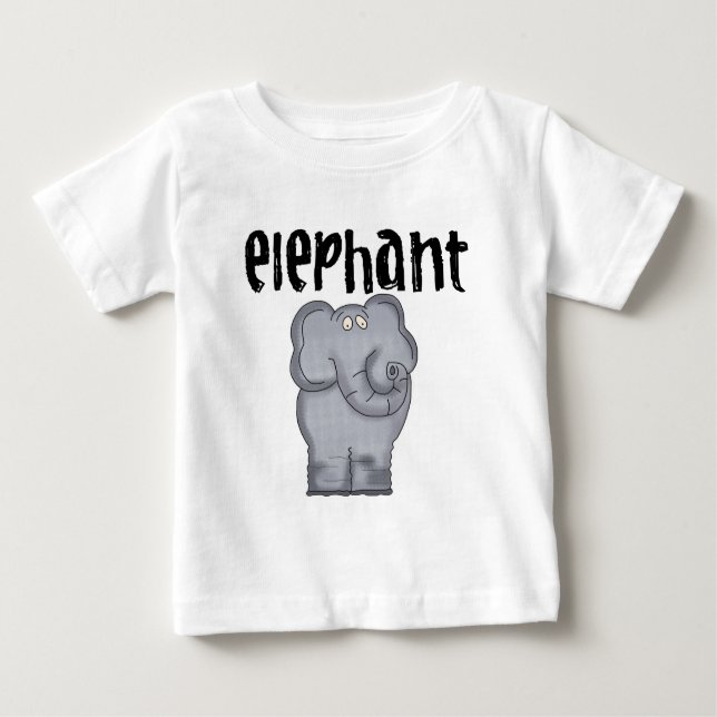 Camiseta de Raglan, bebé elefante gris (Anverso)