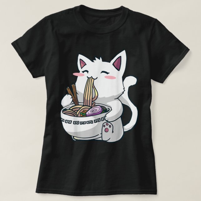 Camiseta de Ramen Cat Kawaii Anime Otaku (Diseño del anverso)