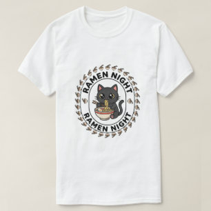Camiseta de Ramen de Gato Lindo Noche de Ramen Com