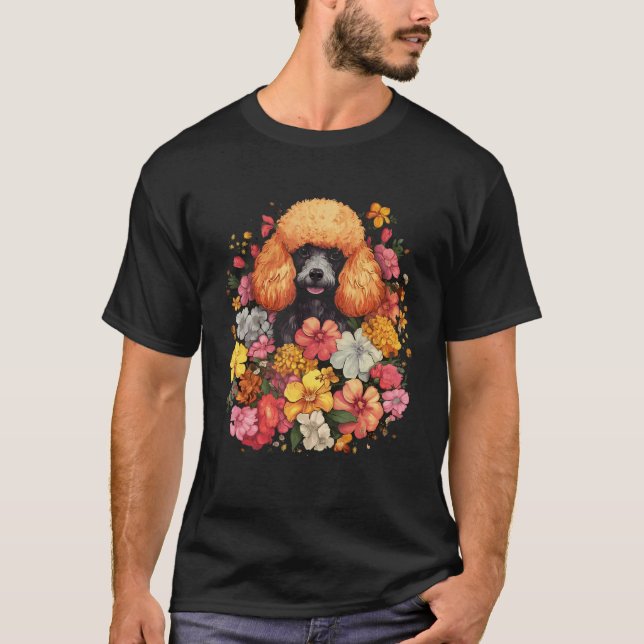 Camiseta de ramo de flores de caniche lindo (Anverso)