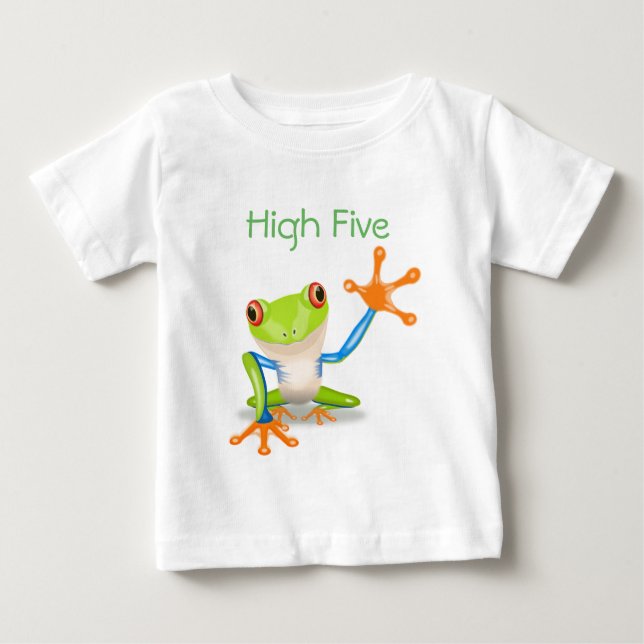 Camiseta de rana de cinco Naranjas y azul gracioso (Anverso)