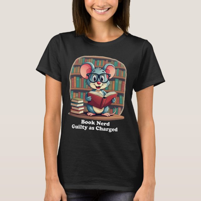 Camiseta de ratón de nerd de libro lindo - Culpabl (Anverso)