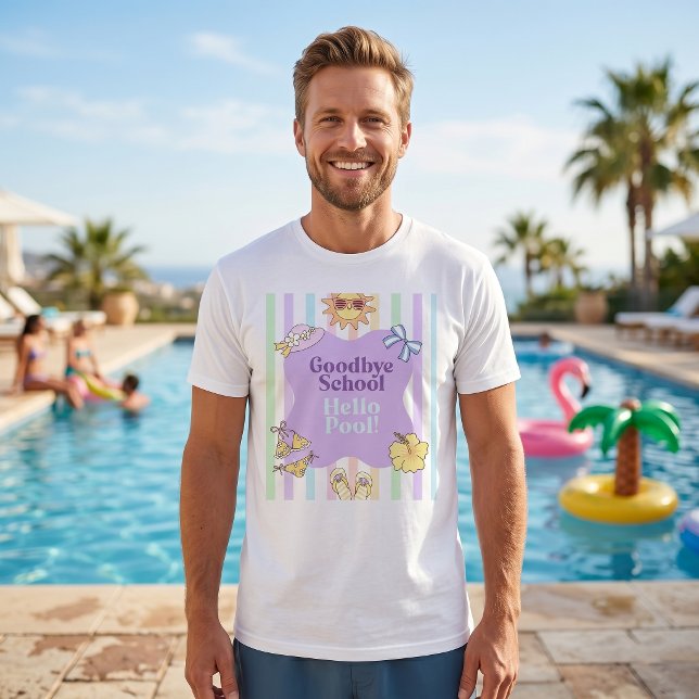 Camiseta de raya de adiós al colegio hola piscina (Subido por el creador)