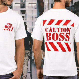 Camiseta de rayas rojas y blancas de advertencia d
