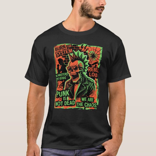 Camiseta de Rebeldía Punk Grunge Ropa de Calle con (Anverso)