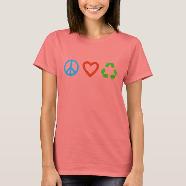 Camiseta de reciclaje de amor por la paz - muchos  (Anverso)