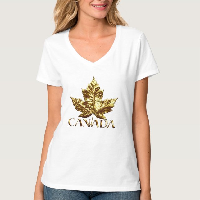 Camiseta de recuerdo para mujeres de Canadá Hoja d (Anverso)