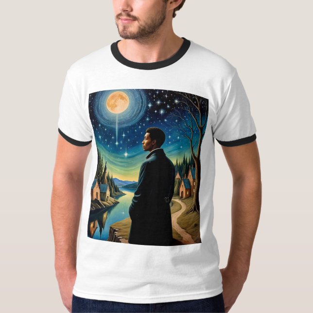 Camiseta de Reflexión nocturna cósmica Amor Fati (Anverso)
