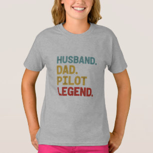 Camiseta de regalo de aviación Husband Dad Pilot L