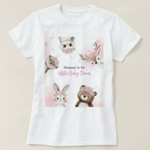 Camiseta de Regalo de Baby Shower de Bosque Rosado
