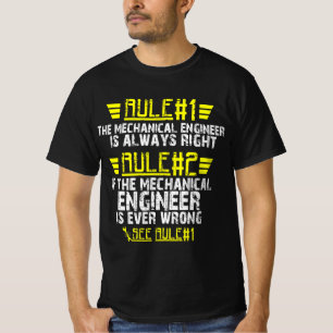 Camiseta de reglas mecánicas de ingeniero mecánico