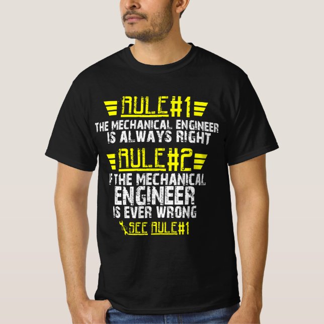 Camiseta de reglas mecánicas de ingeniero mecánico (Anverso)