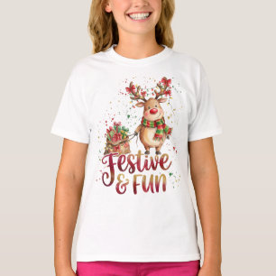 Camiseta de Reno de Navidad – Trineo, Regalos