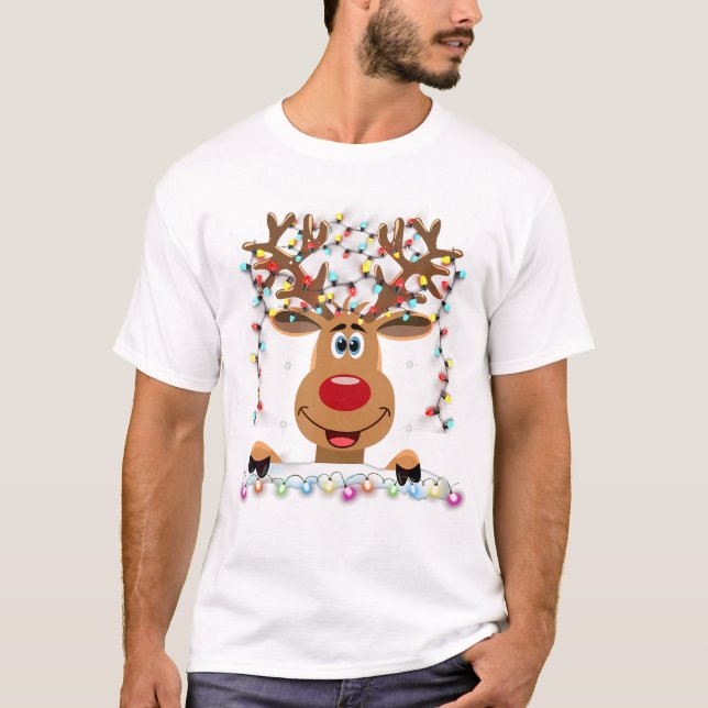 Camiseta de reno rojo Rudolph Santa Christma (Anverso)