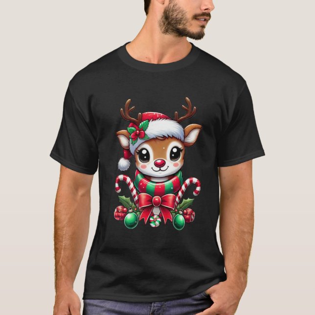 Camiseta de renos para Navidades amables (Anverso)