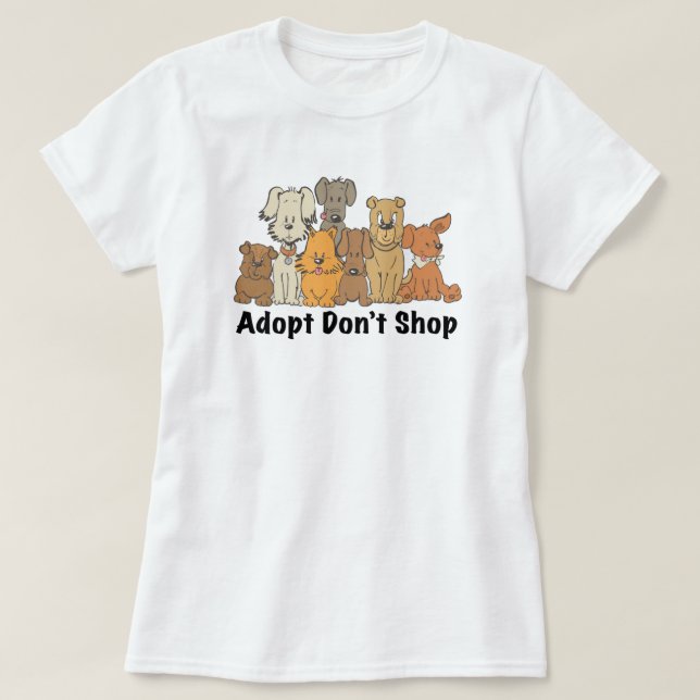Camiseta de Rescate de Perros Adoptar No Comprar (Diseño del anverso)