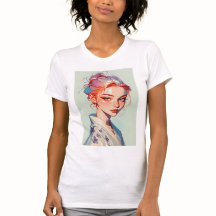 Camiseta de retrato de anime estético de chica con