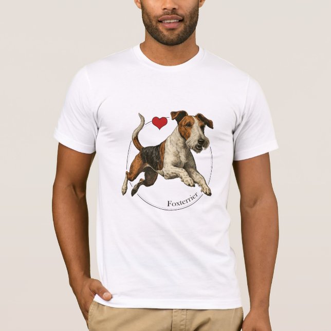 Camiseta de retrato de Fox Terrier con cable vinta (Anverso)